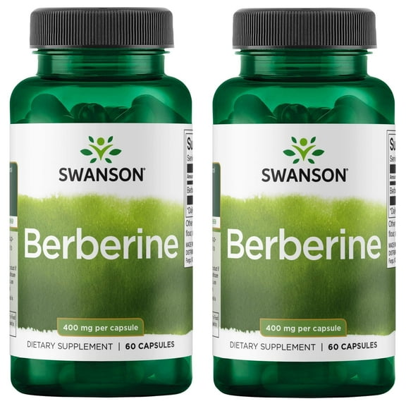 Swanson Berberine - Standardized 97% Berberine HCl- 400mg Each - 60 Capsules 2 Bottles