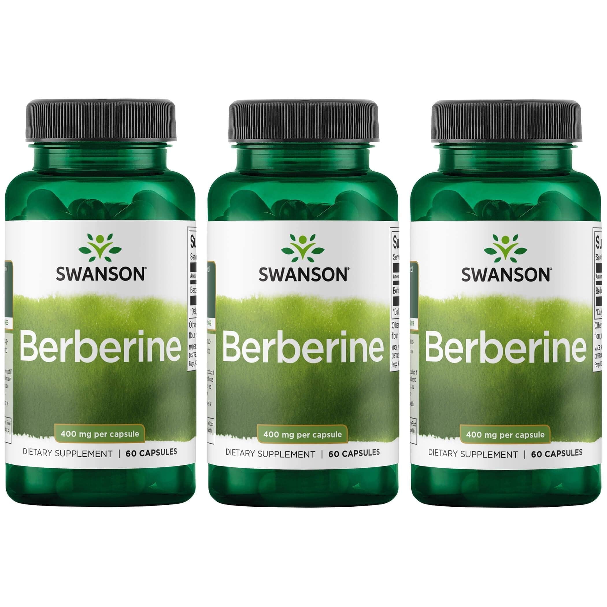 Swanson Berberine - Standardized 97% Berberine HCl- 400mg Each - 60 Capsules 3 Bottles