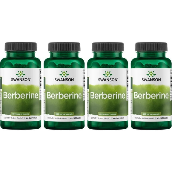 Swanson Berberine Supplement - 400 mg Each, 60 Capsules - Berberine HCl with Overall Wellness Support (4 Pack)