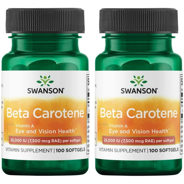 Swanson BetaCarotene 25,000 Iu (7,500 mcg Rae) 100 Sgels 2 Pack