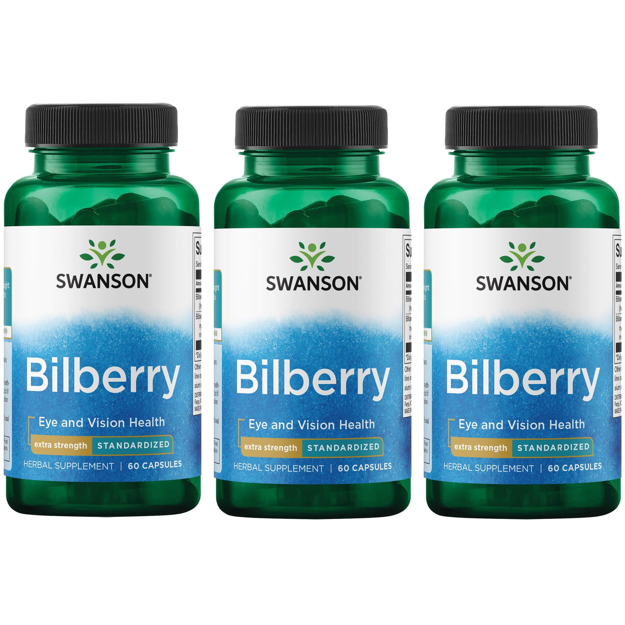 Swanson Bilberry Extra Strength Standardized 60 Caps 3 Pack