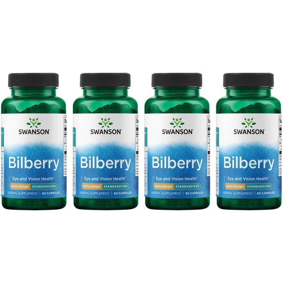Swanson Bilberry - Extra Strength Standardized 60 Caps 4 Pack