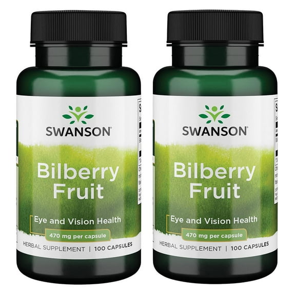 Swanson Bilberry Fruit 470 mg 100 Vegan Caps 2 Pack