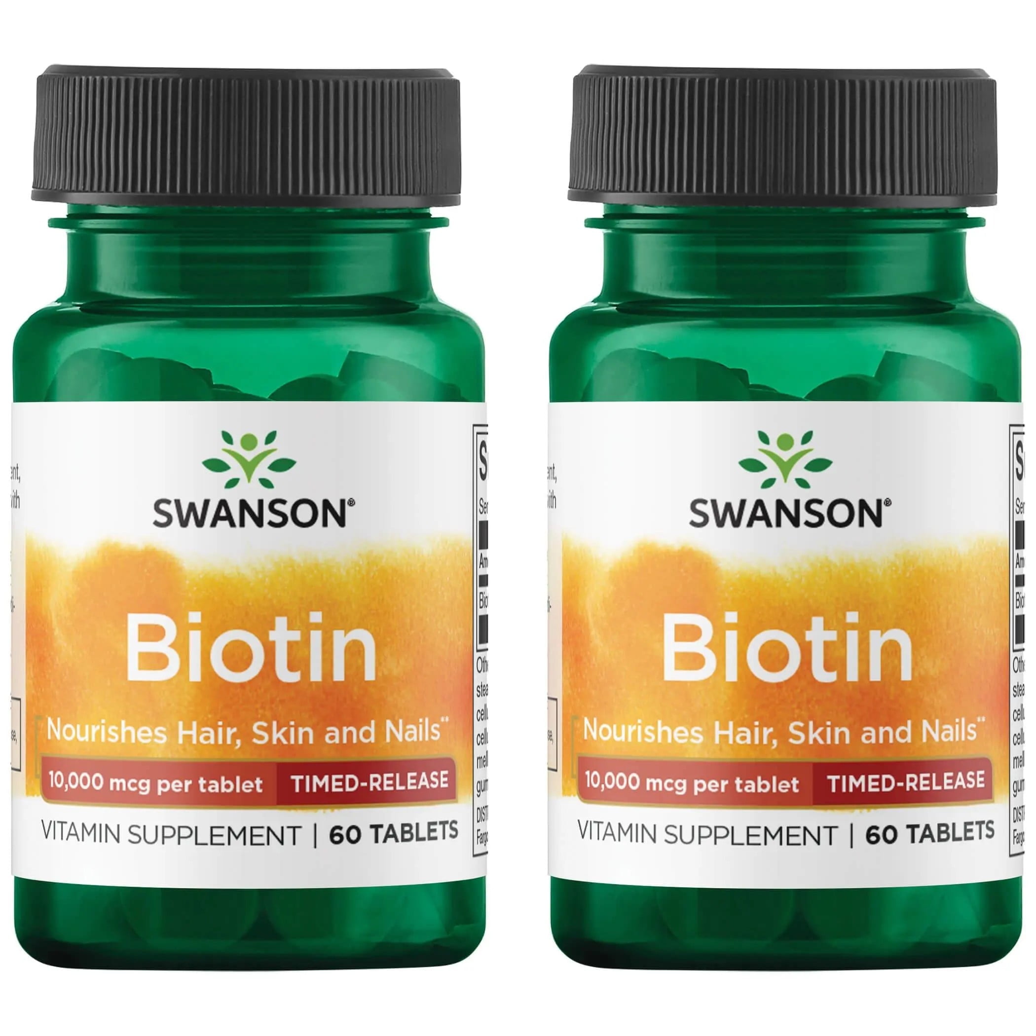 Swanson Biotin - Timed-Release 10,000 mcg 60 Tabs 2 Pack