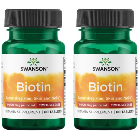 Swanson Biotin - Timed-Release 10,000 mcg 60 Tabs 2 Pack