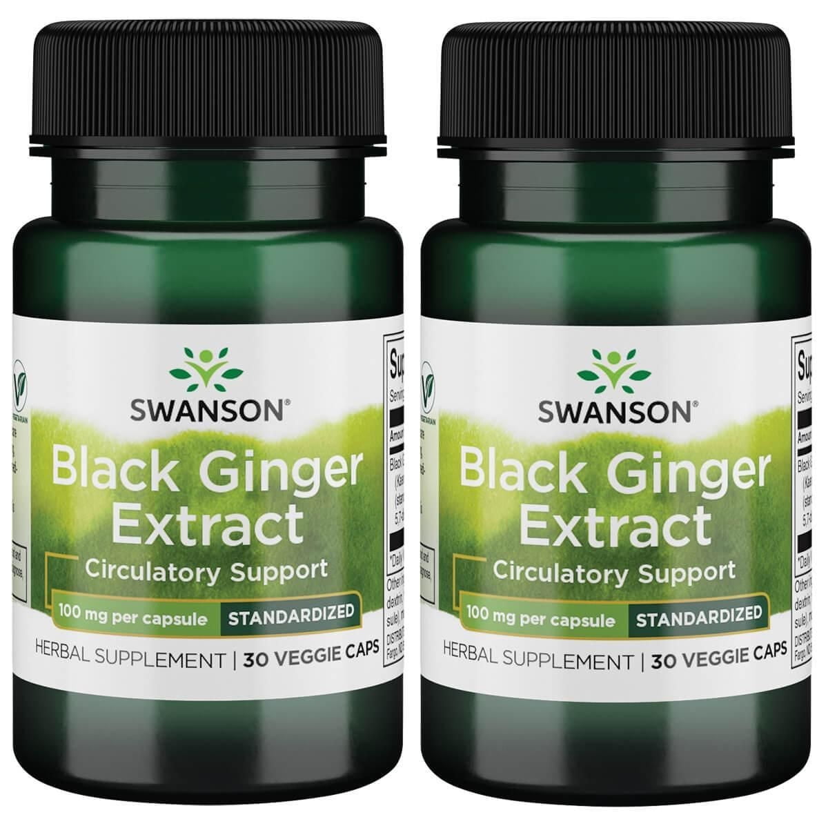 Swanson Black Ginger Extract Capsules, Standardized 100 mg, 30 Veg Caps, Circulation & Antioxidant Support