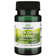 Swanson Black Ginger Extract - Promotes Healthy Blood Circulation and Physical Vigor - May Aid Heart Health, Muscle Tissue, and Mental Wellbeing - (30 Veggie Capsules, 100mg Each)