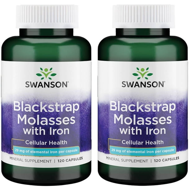 Swanson Blackstrap Molasses with Iron 29 mg 120 Caps 2 Pack