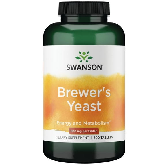Swanson Brewer's Yeast - B-Complex Vitamin Formula Promoting Healthy Sugar Metabolism and Natural Energy Support - Supports Digestive and Heart Health - (500 Tablets, 500mg Each)