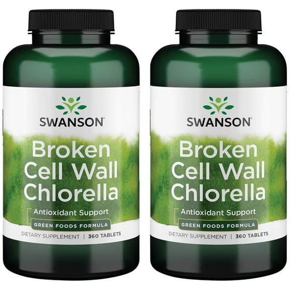 Swanson Broken Cell Wall Chlorella 500 mg 360 Vegan Tabs 2 Pack