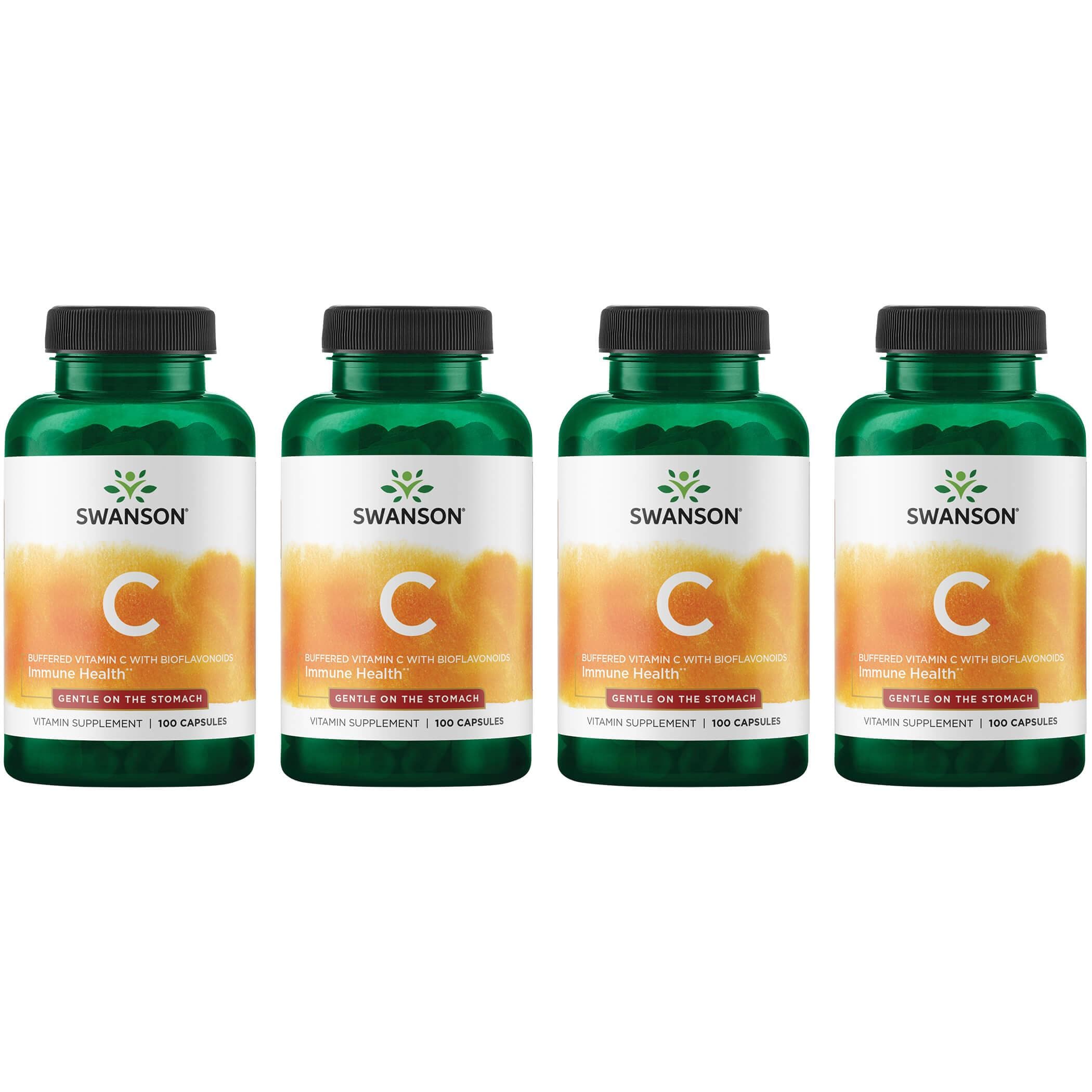 Swanson Buffered Vitamin C with Bioflavonoids 500 mg 100 Caps 4 Pack