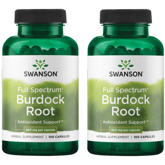 Swanson Burdock Root Kidney & Liver Support - Detox Skin Helps Remove Toxins From The Body - Support Well Being And Healthy Immune System - Herbal Antioxidant Supplement (460 mg 100 Capsules) 2 Pack