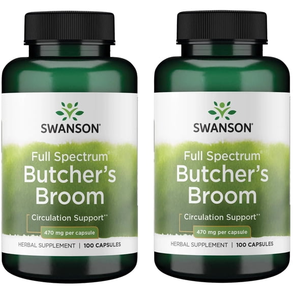 Swanson Butcher's Broom 470 Milligrams 100 Capsules (2 Pack)