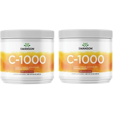 Swanson C-1000 Vitamin C Powder with Rose Hips 1,000 mg 8.8 oz Pwdr 2 Pack