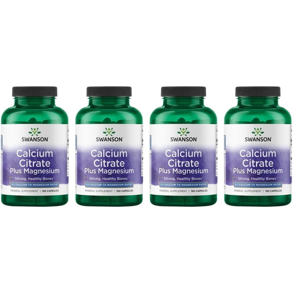 Swanson Calcium Citrate Plus Magnesium 150 Caps 4 Pack
