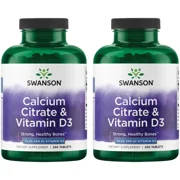 Swanson Calcium Citrate & Vitamin D3 250 Tabs 2 Pack