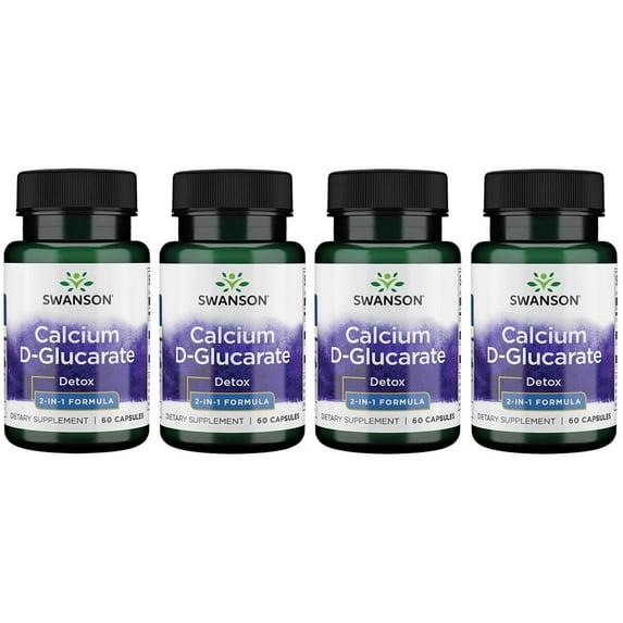 Swanson Calcium D-Glucarate - 2-in-1 Formula 60 Caps 4 Pack