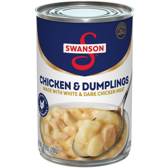 Swanson Canned Chicken and Dumplings with White and Dark Chicken Meat, 10.5 oz Can