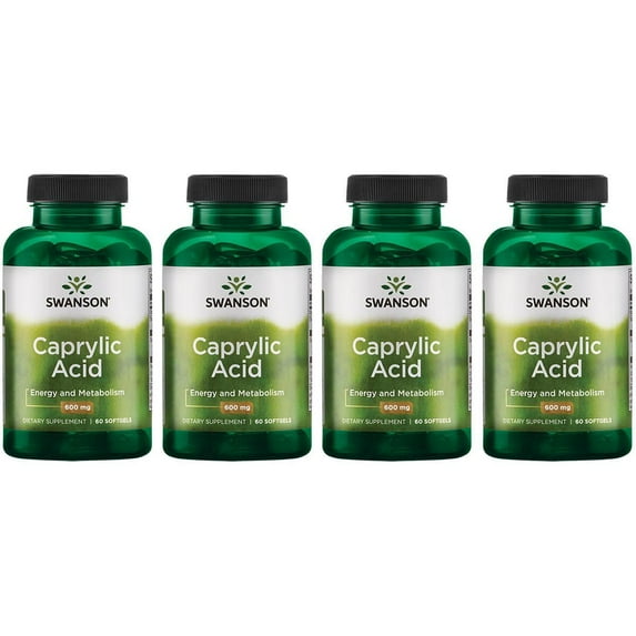 Swanson Caprylic Acid 600 mg 60 Sgels 4 Pack