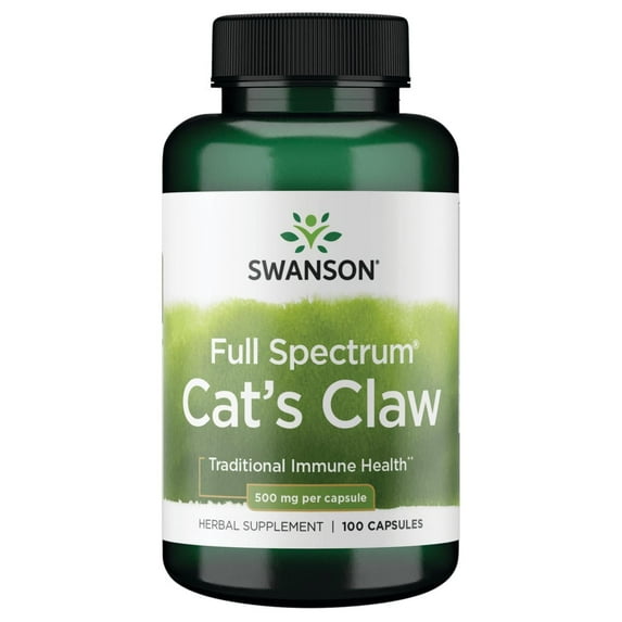 Swanson Full-Spectrum Cat's Claw - Herbal Supplement Promoting Digestive Health & Immune System Support - Natural Formula Supporting Joint Health - (100 Capsules, 500mg Each)