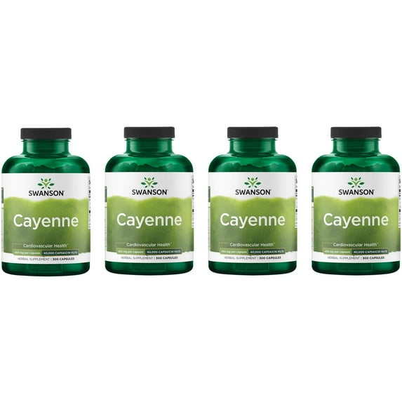 Swanson Cayenne - 40,000 Capsaicin Hu/G 450 mg 300 Caps 4 Pack
