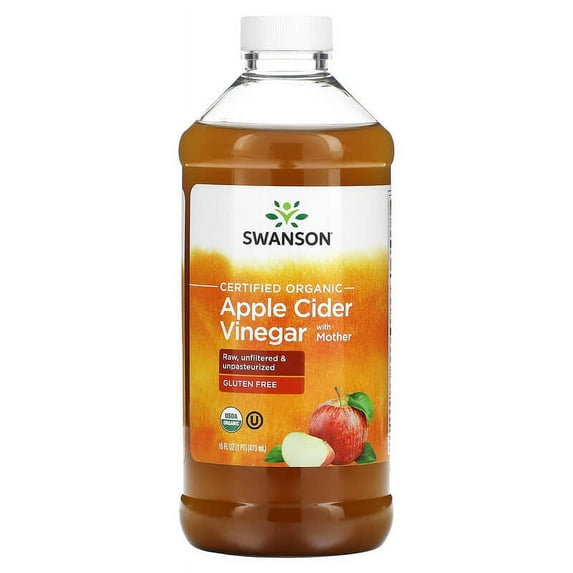 Swanson, Certified Organic Apple Cider Vinegar with Mother, 16 fl oz Pack of 3