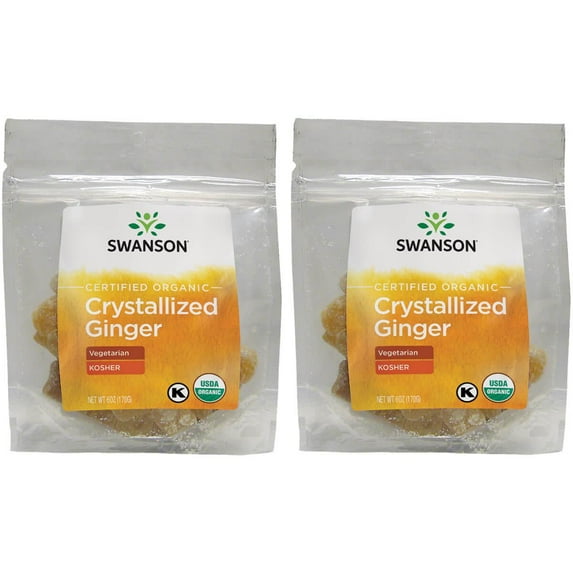 Swanson Certified Organic Crystallized Ginger 6 oz Pkg 2 Pack