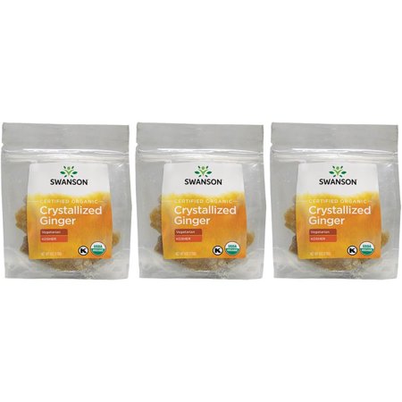 Swanson Certified Organic Crystallized Ginger 6 oz Pkg 3 Pack