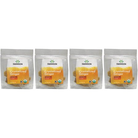 Swanson Certified Organic Crystallized Ginger 6 oz Pkg 4 Pack
