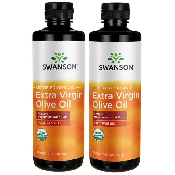 Swanson Certified Organic Extra Virgin Olive Oil - Cold Pressed 2 Pack