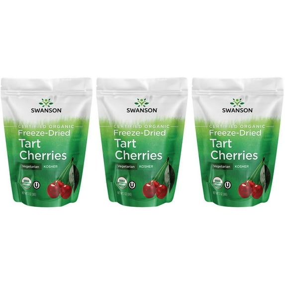 Swanson Certified Organic Freeze-Dried Tart Cherries 2 oz Pkg 3 Pack