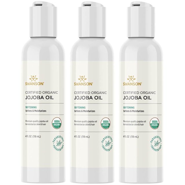 Swanson Certified Organic Jojoba Oil 4 Fl Oz Liq 3 Pack 5788