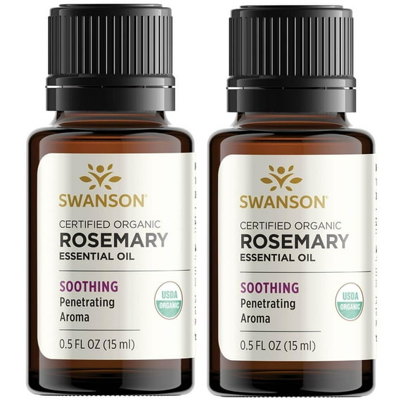 Swanson Certified Organic Rosemary Essential Oil 0.5 fl oz Liq 2 Pack