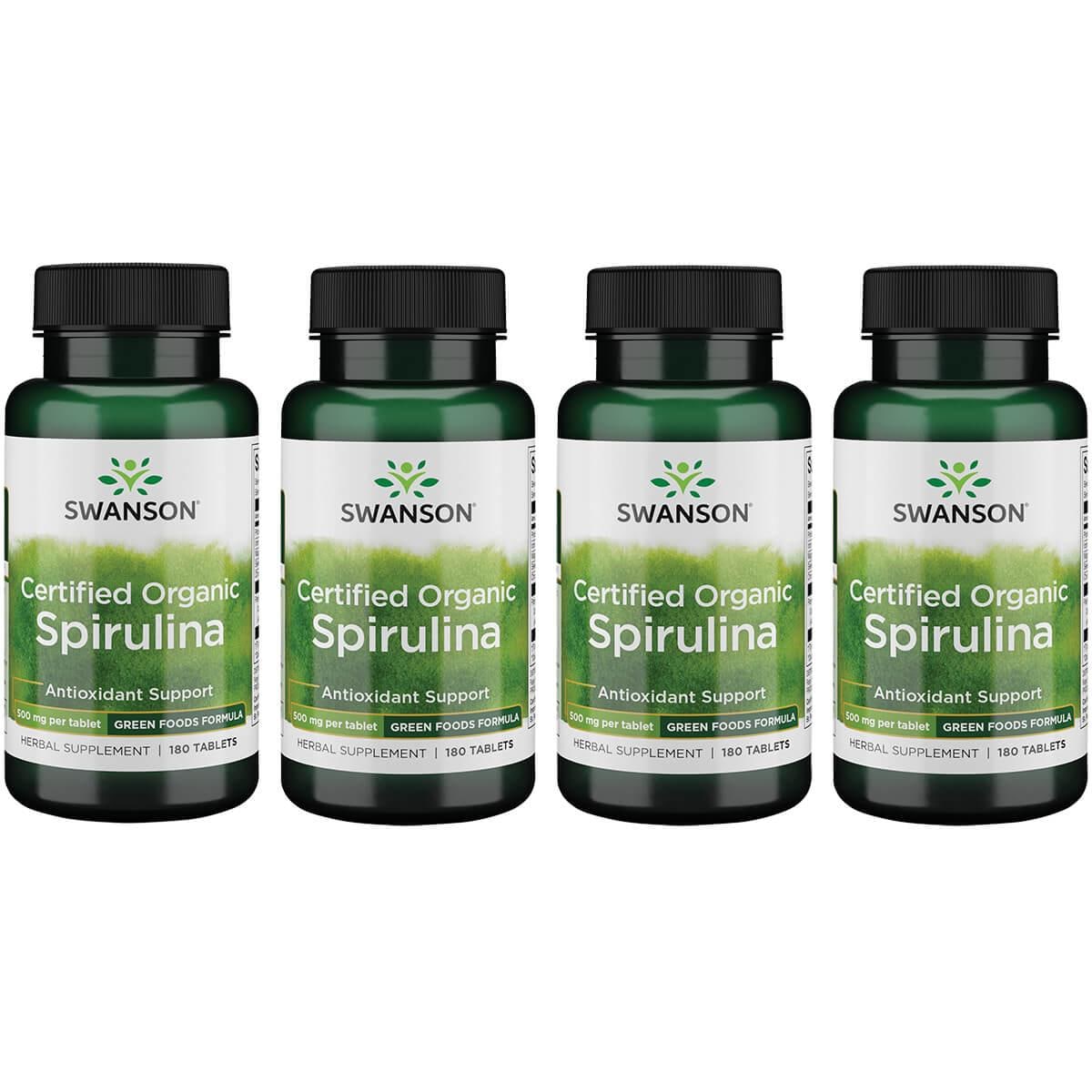 Spiruline Bio Certifiée Swanson 500 Mg - Boîte De 180 Comprimés - Complément Alimentaire Quotidien - Neuf Sous Emballage