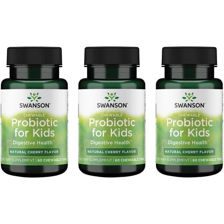 Swanson Chewable Probiotic for Kids - Natural Cherry Flavor 3 Pack