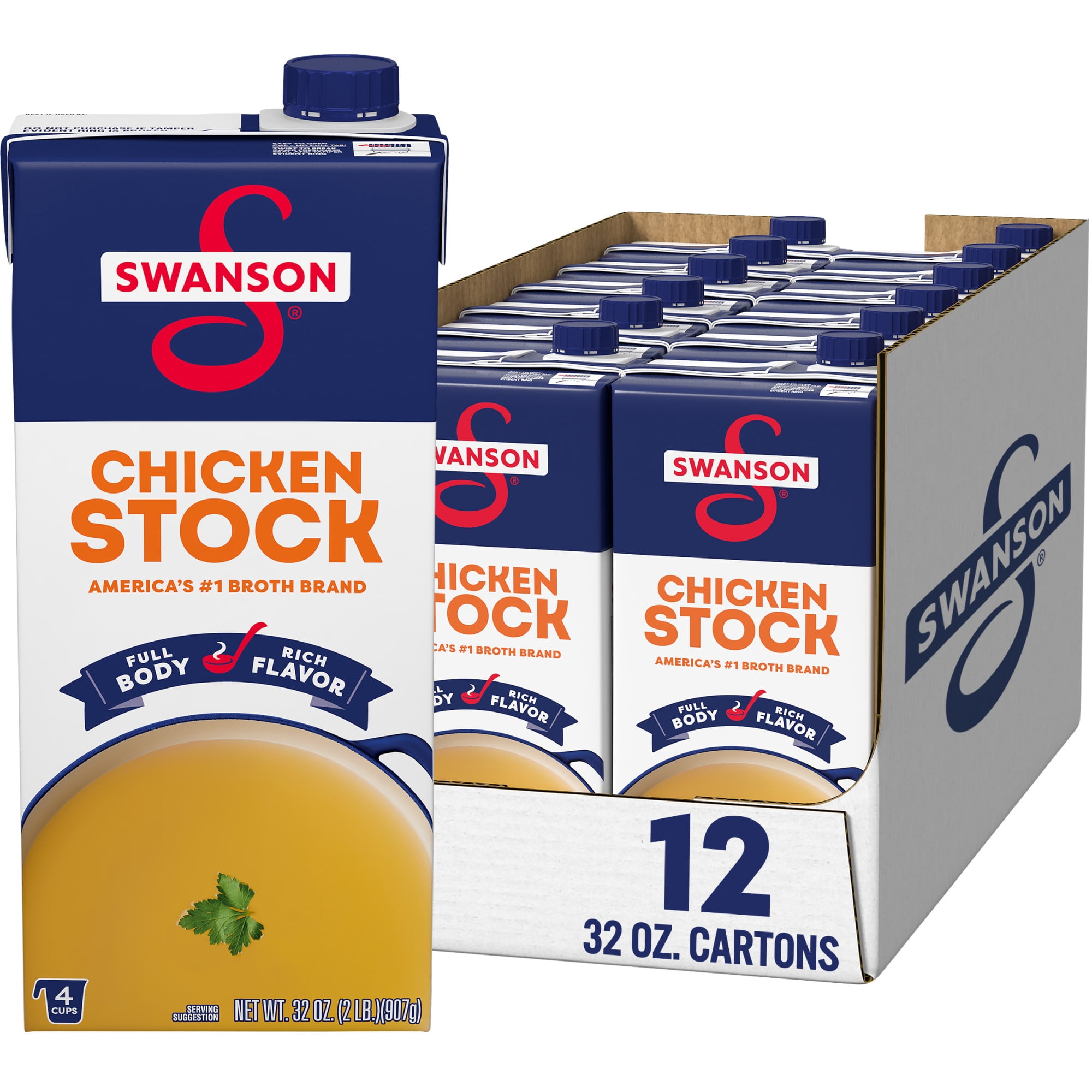 (12 pack) Swanson Chicken Stock 32 oz Carton