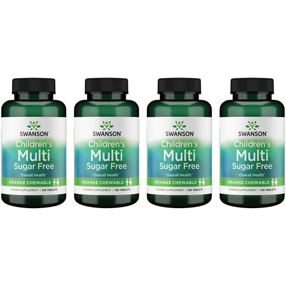 Swanson Children's Multi Sugar-Free - Orange Chewable 120 Chwbls 4 Pack