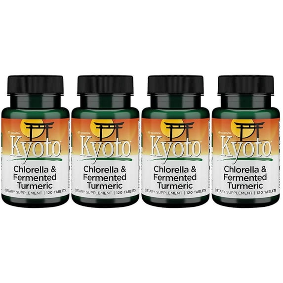 Swanson Chlorella & Fermented Turmeric 120 Tabs 4 Pack