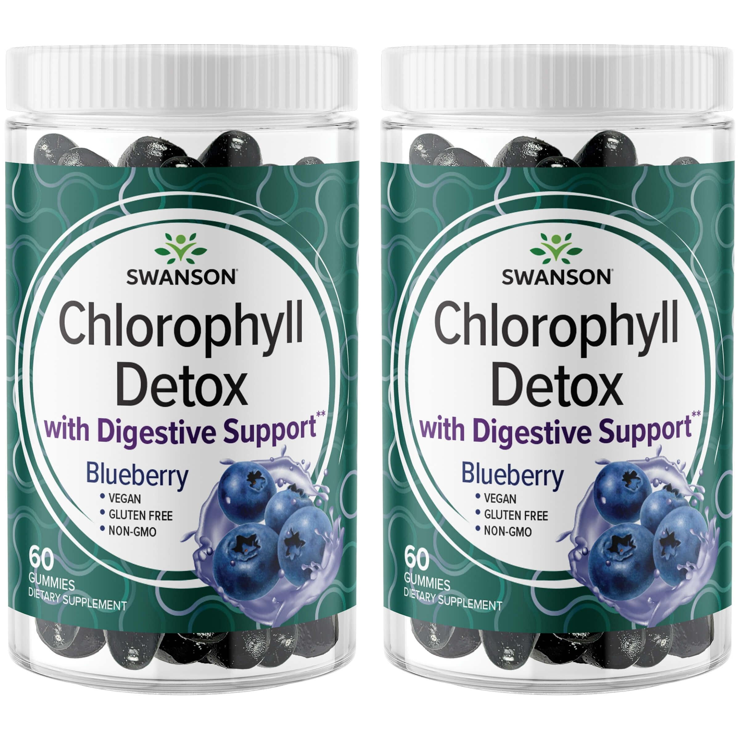 Swanson Chlorophyll Detox Gummies Blueberry 25 mg 60 Gummies 2 Pack