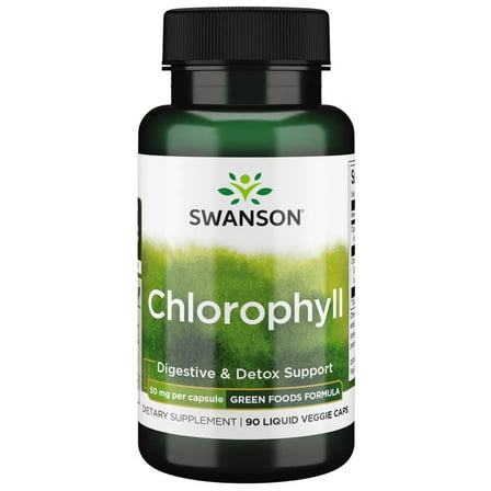 Swanson Chlorophyll - Green Foods Formula Supporting The Body's Natural Cleansing & Deodorizing Process - Promotes Gut Health Support - (90 Liquid Veggie Capsules, 50mg Each)