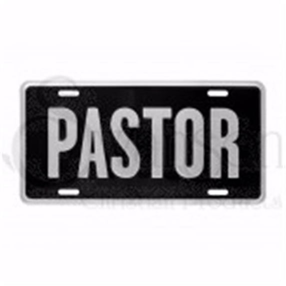 Swanson Christian Supply 149253 Deluxe Pastor Auto Tag, Silver & Black