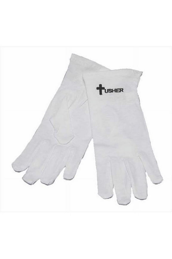 Swanson Christian Supply 150427 Gloves - Usher With Cross White Cotton Extra Large