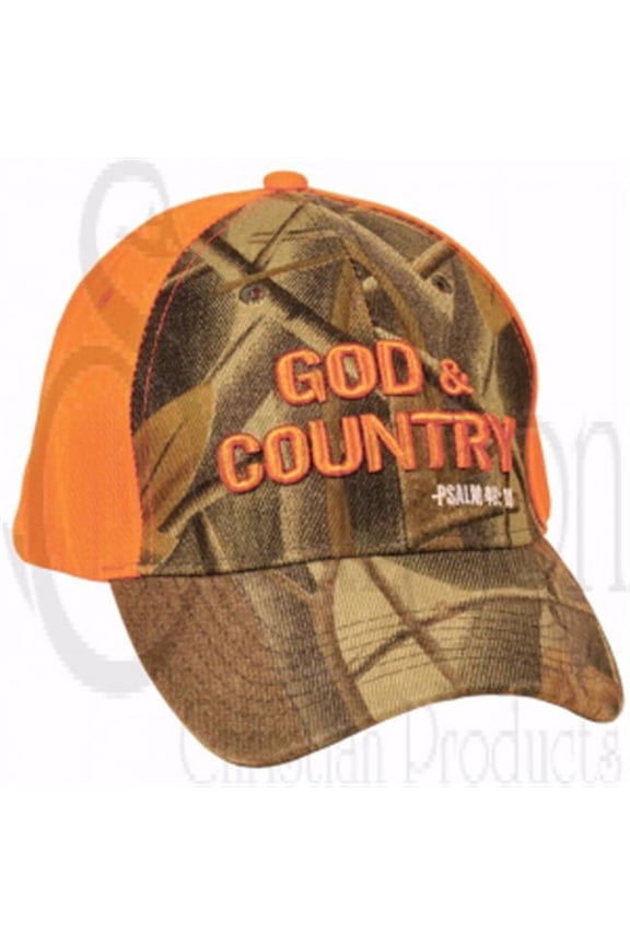 Swanson Christian Supply 196363 God & Country Cap, Camo & Orange