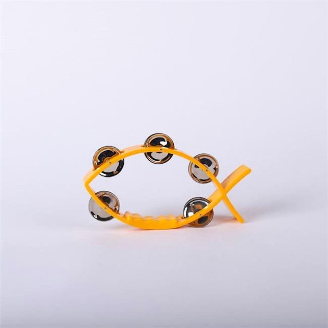 Swanson Christian Supply 40826X Tambourine Little Fish Shape Instrument, Yellow - 8 x 4.5 in.