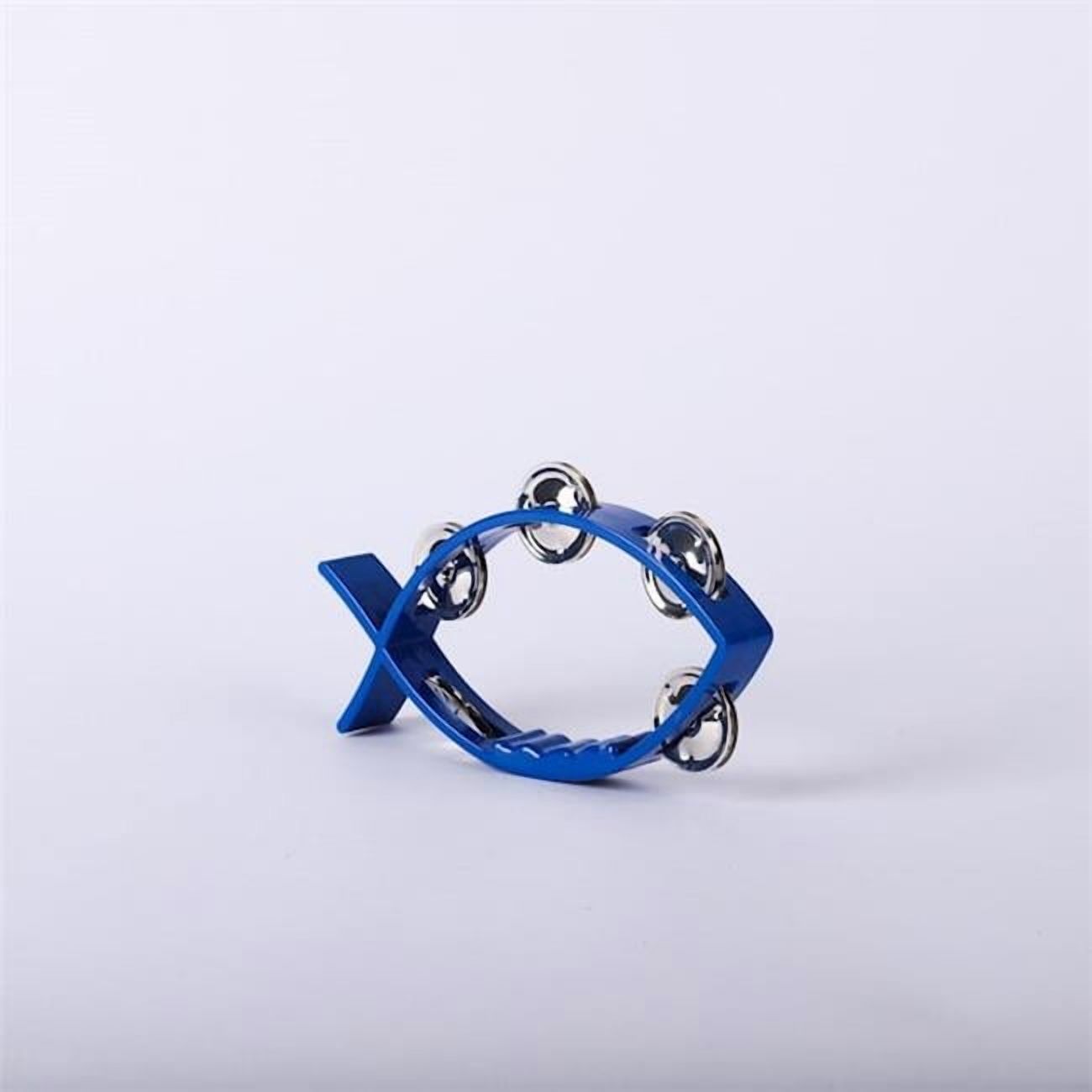 Swanson Christian Supply 408270 Tambourine Little Fish Shape Instrument, Blue - 8 x 4.5 in.