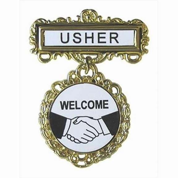 Swanson Christian Supply 80806 Badge Usher Welcome Pin Back Fancy Round Brass