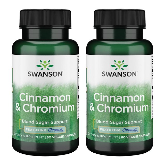 Swanson Cinnamon & Chromium Featuring Chromax 60 Veg Caps 2 Pack