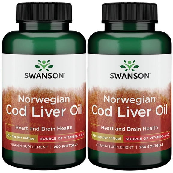 Swanson Cod Liver Oil 1250 Iu A/135 Iu D 250 Sgels (2 Pack)