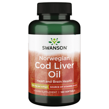 Swanson Cod Liver Oil - Wellness Supplement Promoting Bone, Skin Health, Vision Support & Immune System Function w/High Absorption Vitamin A - (180 Softgels, 350mg Each)