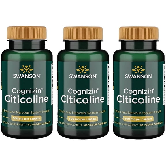 Swanson Cognizin Citicoline 500 Milligrams 60 Veg Capsules (3 Pack)
